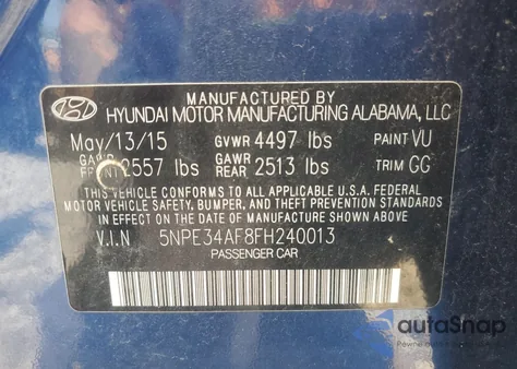2015 Hyundai Sonata Sport from USA, damaged, VIN 5NPE34AF8FH240013
